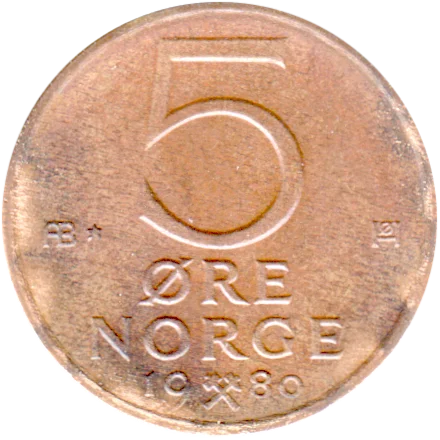 5 øre, 1980 Reverse