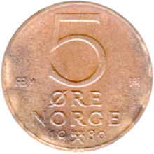 Preview 5 øre, 1980 reverse