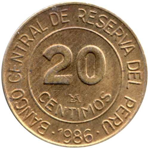 20 céntimos, 1986 Reverse