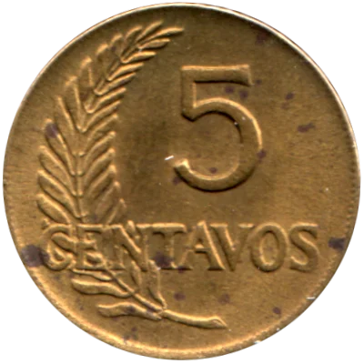 5 centavos, 1962 Reverse
