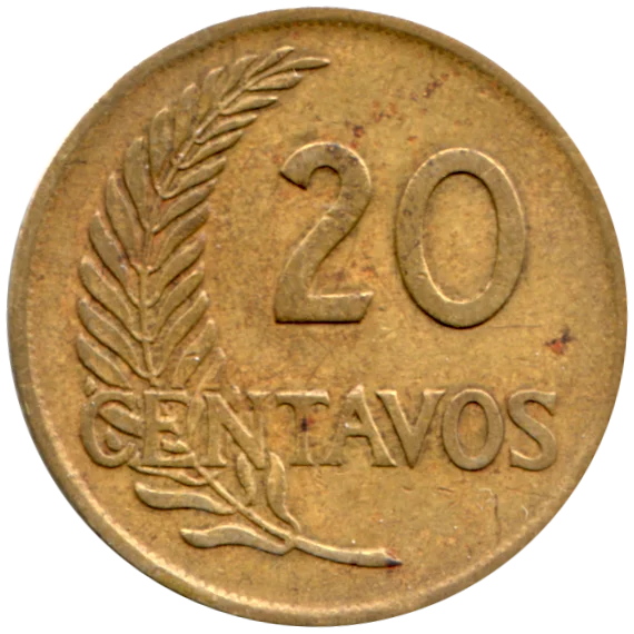 20 centavos, 1962 Reverse
