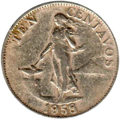 10 sentimos, 1958 Reverse