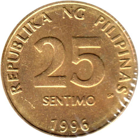 25 sentimos, 1996 Reverse