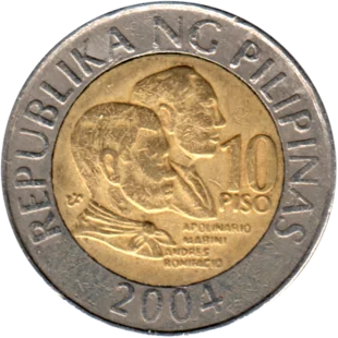 Preview 10 Pesos, 2004 reverse