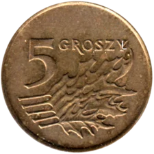 Preview 5 groszy, 1990 reverse