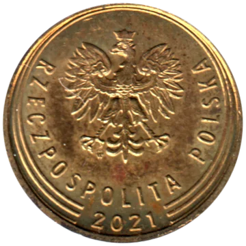 1 grosz, 2021 Obverse
