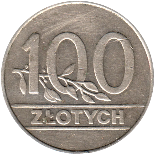 100 Złoty, 1980 Reverse