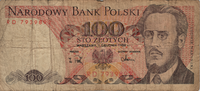 Preview 100 Złoty, 1988 reverse