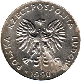 Preview 20 Złoty, 1990 obverse