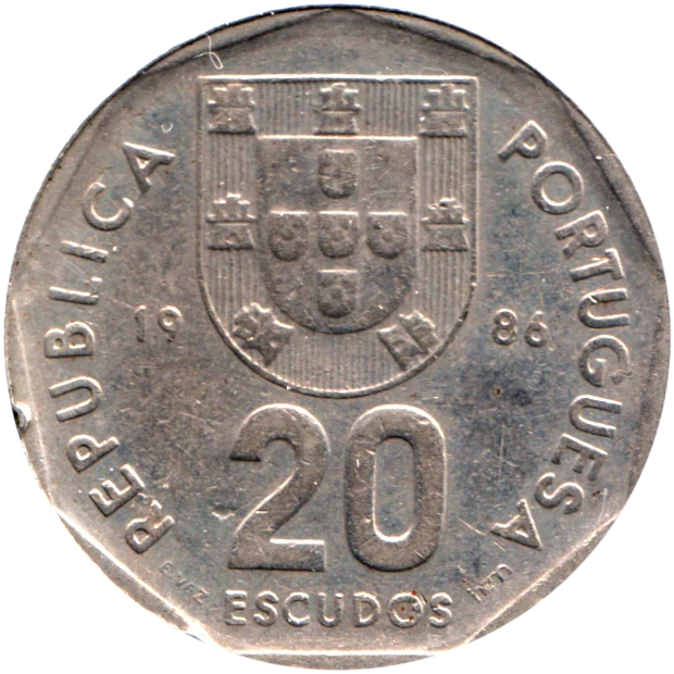 20 Escudos, 1986 Reverse