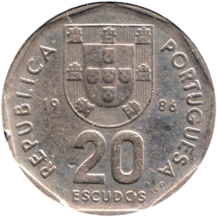 Preview 20 Escudos, 1986 reverse