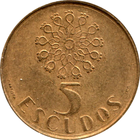 5 Escudos, 1991 Reverse