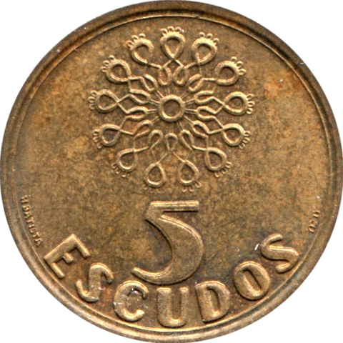 5 Escudos, 1992 Reverse