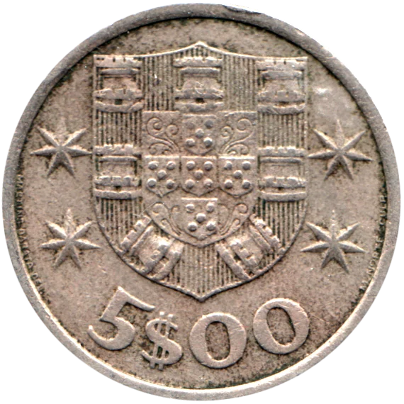 5 Escudos, 1966 Reverse