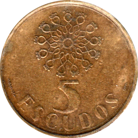 5 Escudos, 1987 Reverse