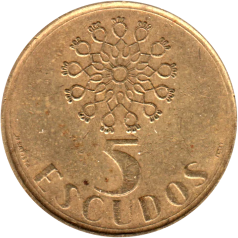 5 Escudos, 1989 Reverse