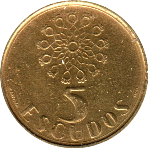 5 Escudos, 1990 Reverse