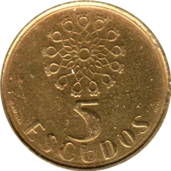 Preview 5 Escudos, 1990 reverse