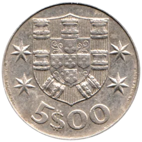 Preview 5 Escudos, 1977 reverse