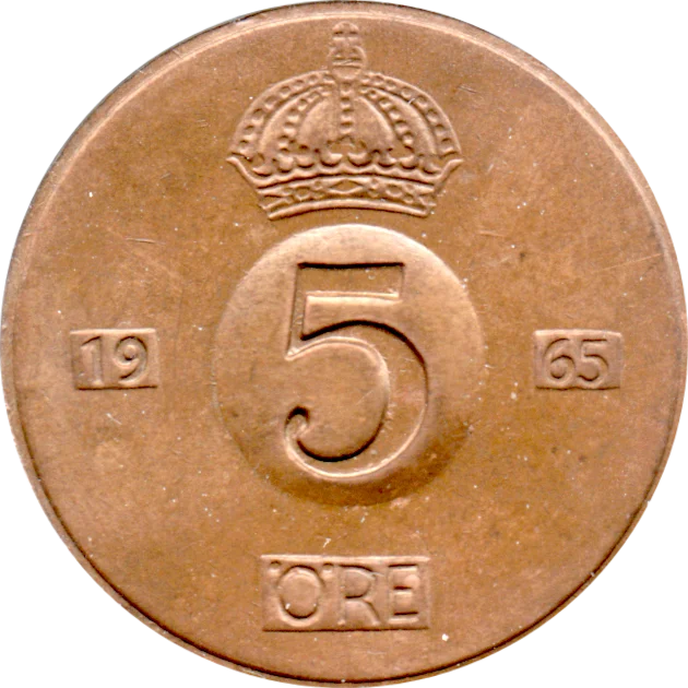 5 öre, 1965 Reverse