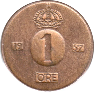 Preview 1 öre, 1957 reverse