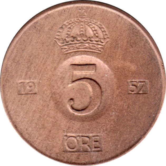 5 öre, 1957 Reverse