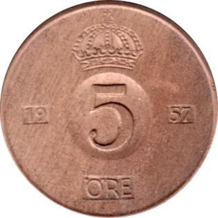Preview 5 öre, 1957 reverse