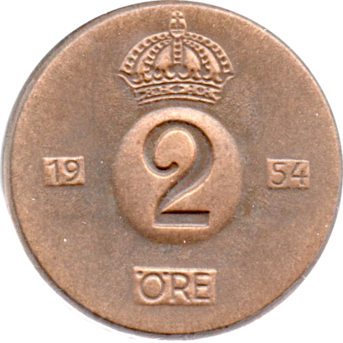 2 öre, 1954 Reverse