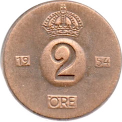 Preview 2 öre, 1954 reverse