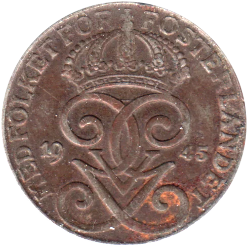 2 öre, 1945 Obverse