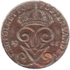 Preview 2 öre, 1945 obverse