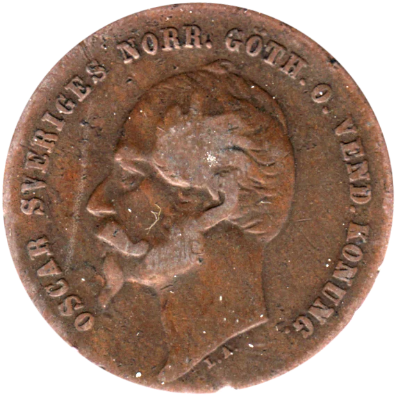 2 öre, 1858 Obverse