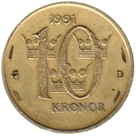 10 Kronor, 1991 Reverse
