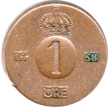 1 öre, 1958 Reverse
