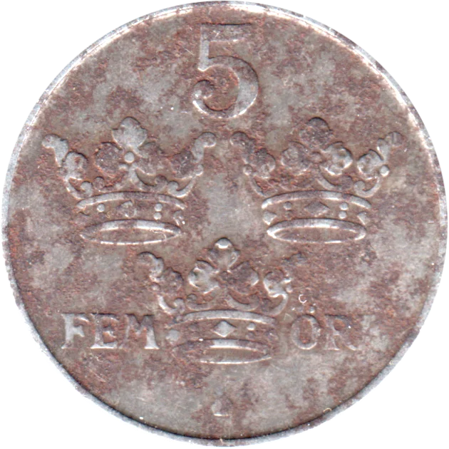 5 öre, 1944 Reverse