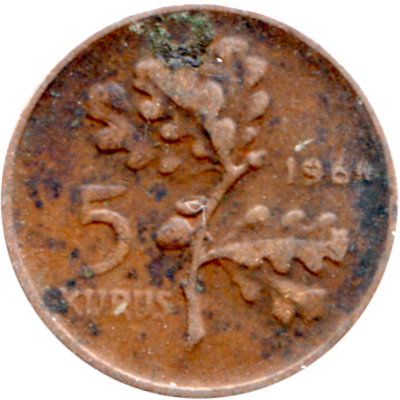 5 kuruş, 1964 Reverse