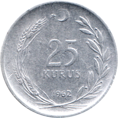 25 kuruş, 1962 Reverse