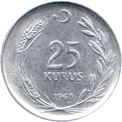 25 kuruş, 1968 Reverse