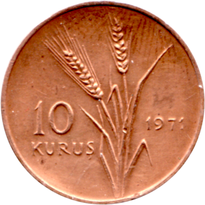 10 kuruş, 1971 Reverse