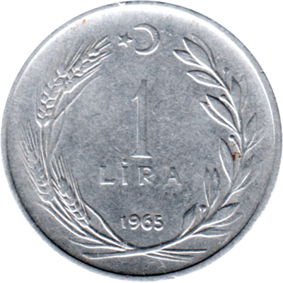 1 Lira, 1965 Reverse