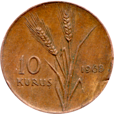 10 kuruş, 1968 Reverse
