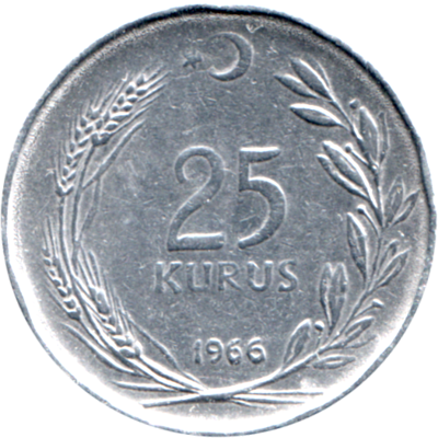 25 kuruş, 1966 Reverse
