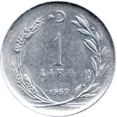 1 Lira, 1969 Reverse