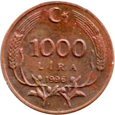 1000 Liras, 1996 Reverse