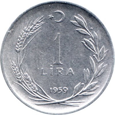 1 Lira, 1959 Reverse