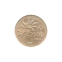 Preview 2500 Liras, 1992 reverse