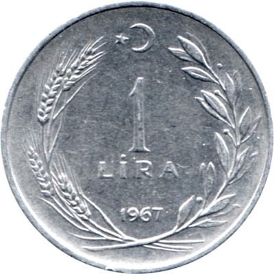 1 Lira, 1967 Reverse