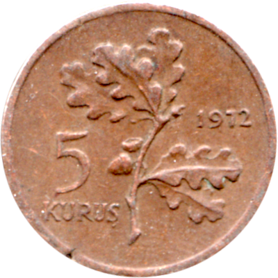5 kuruş, 1972 Reverse