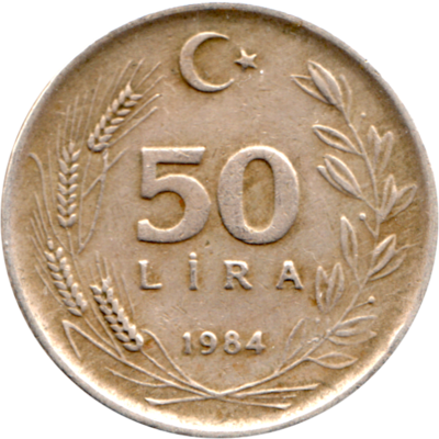 50 Liras, 1984 Reverse
