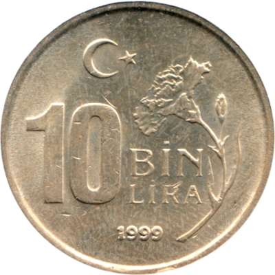 10000 Liras, 1999 Reverse